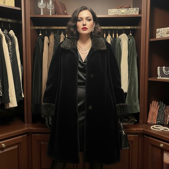 Vintage 70s Furrocious Faux Fur Long Swing Coat - Made in Canada - L/XL - Picture 2 of 14